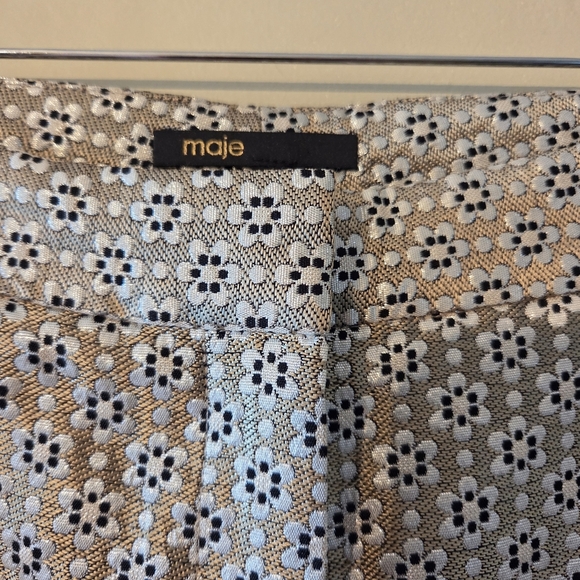 Maje Women's Floral Print Straight Jacquard Metallic Trousers Pants Size EU 34 - Picture 12 of 16